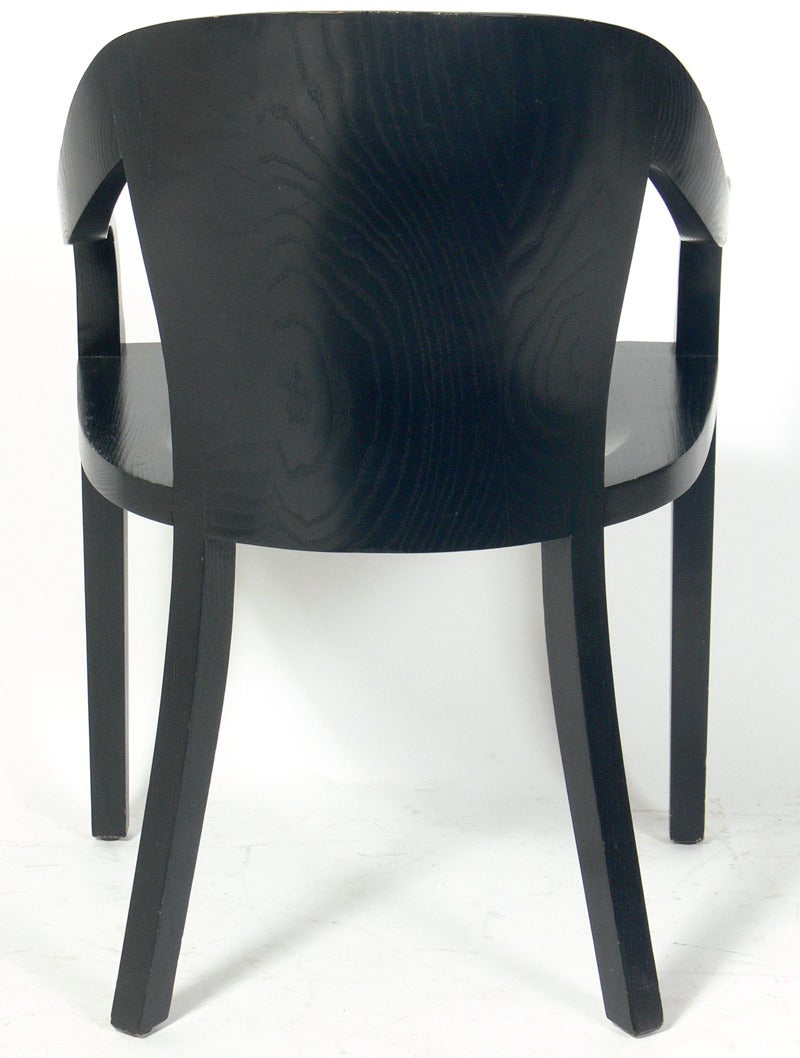 American Set of Eight Black Lacquered Oak Dining Chairs by Ward Bennett