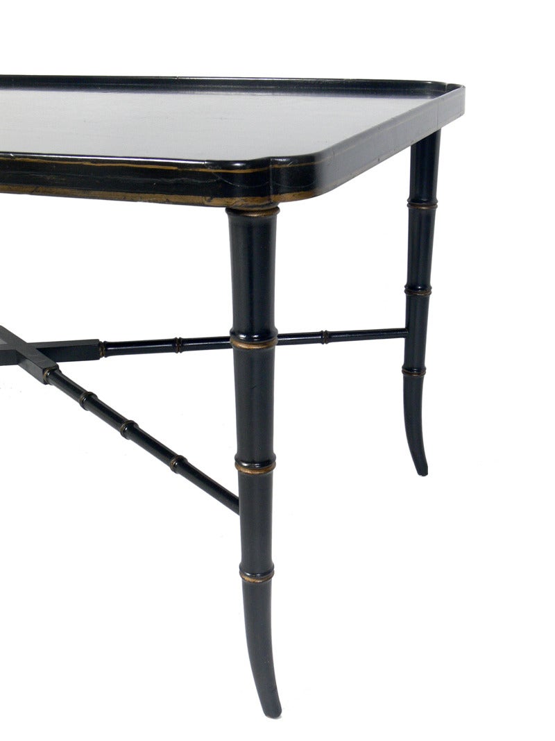American Black Lacquer Faux Bamboo Coffee Table