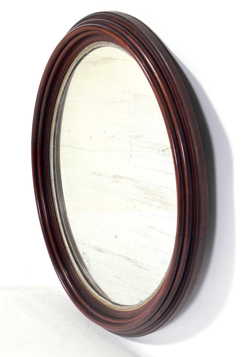 Mid-20th Century Group of Antique Mahogany Porthole Mirrors