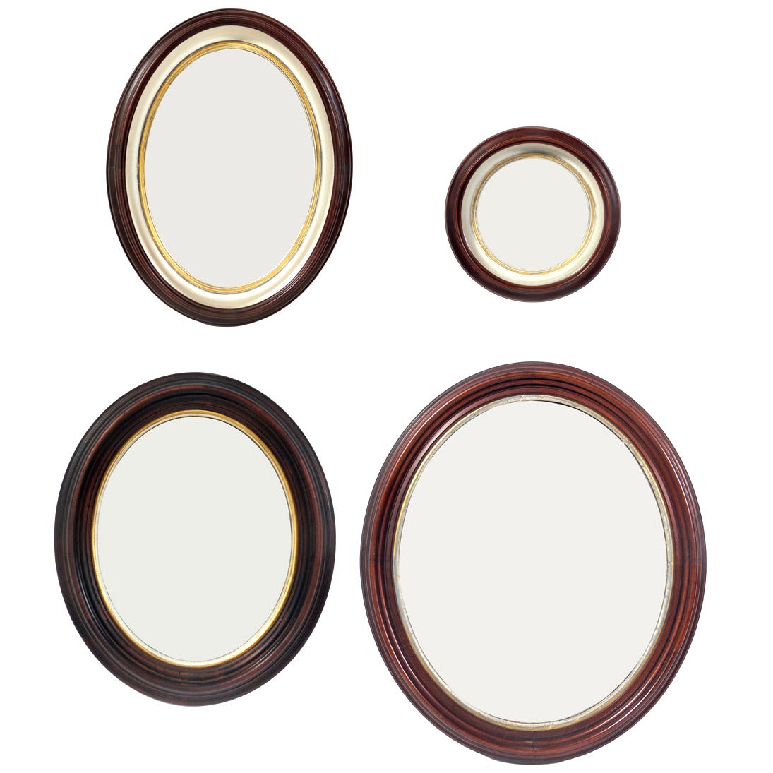 Group of Antique Mahogany Porthole Mirrors