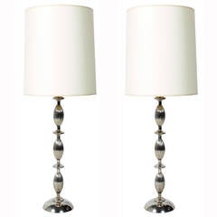 Pair of Elegant Nickel Plated Lamps 6