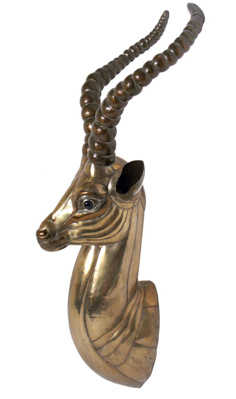 Mid-Century Modern Sculptural Antelope Head by Sergio Bustamante