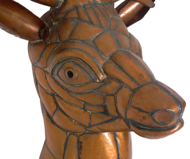 Mid-Century Modern Sculptural Stag Head by Sergio Bustamante