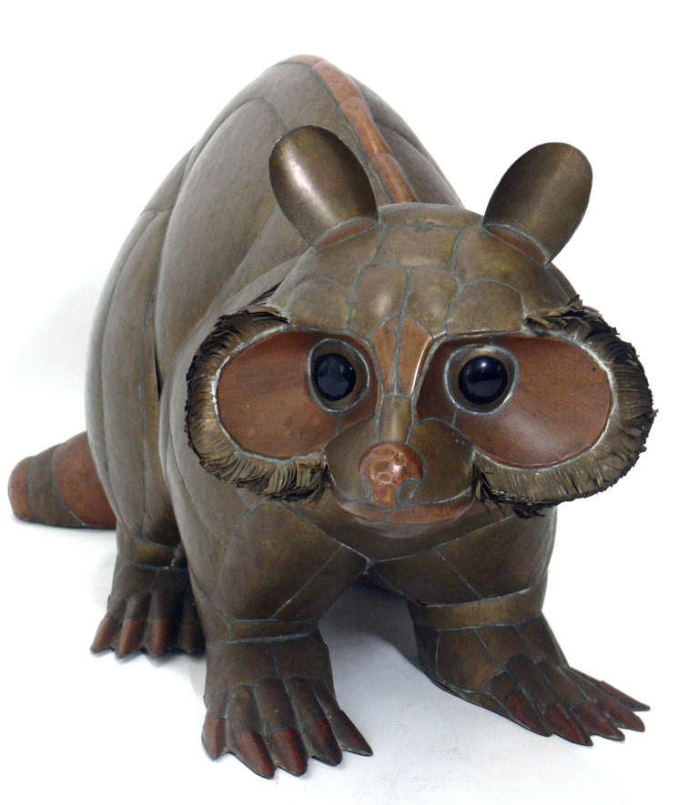 Mischievous Raccoon Sculpture by Sergio Bustamante, Mexico, circa 1970's. Signed and numbered, 
