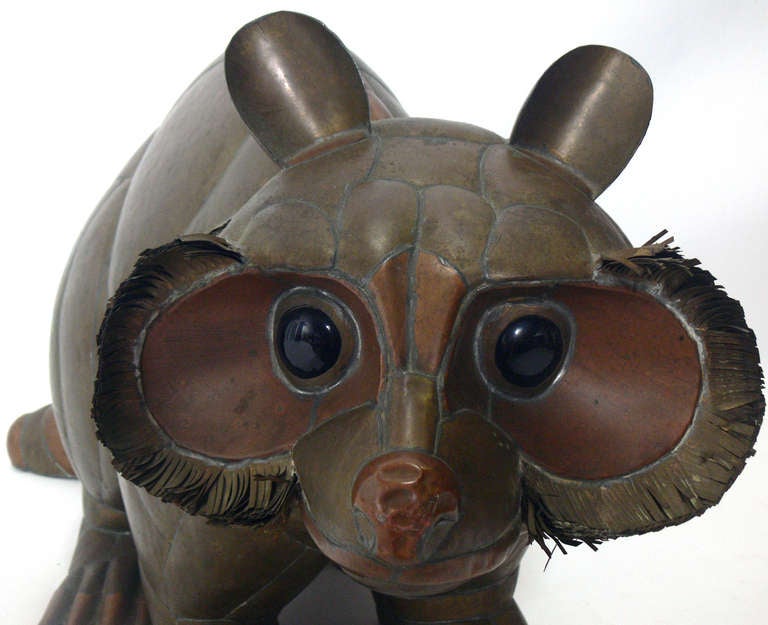 Mid-Century Modern Mischievous Raccoon Sculpture by Sergio Bustamante