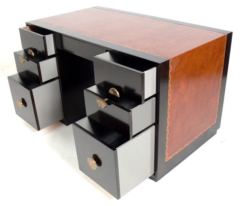 Mid-Century Modern Tommi Parzinger Leather Top Desk
