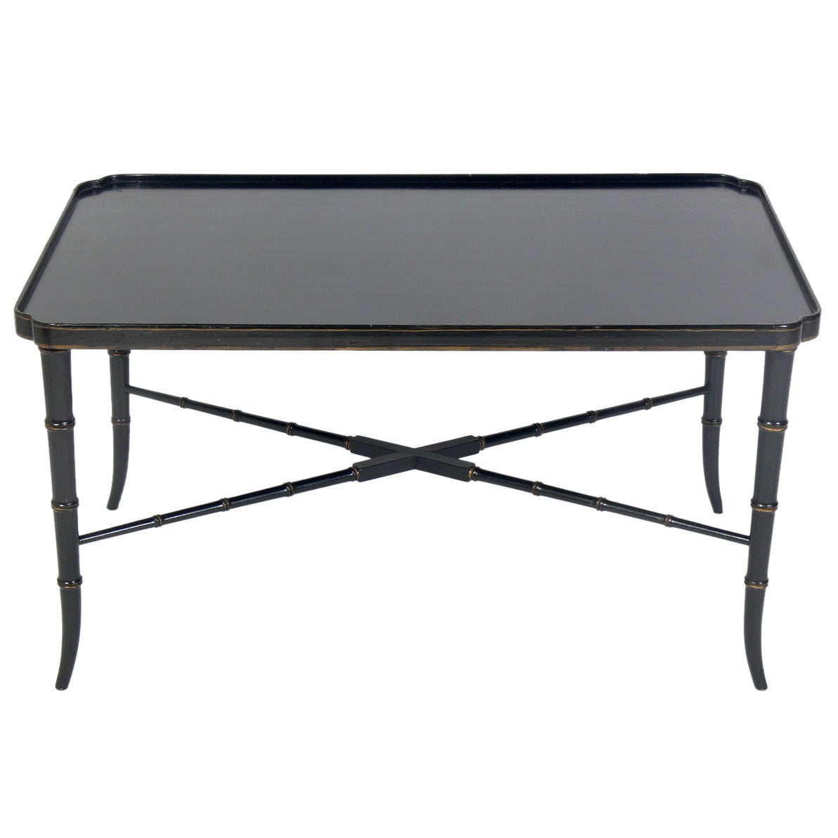 Black Lacquer Faux Bamboo Coffee Table