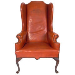 Cognac Leather Wingback Chair