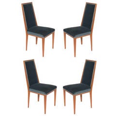 Set of Four French Dining Chairs in the Manner of Andre Arbus