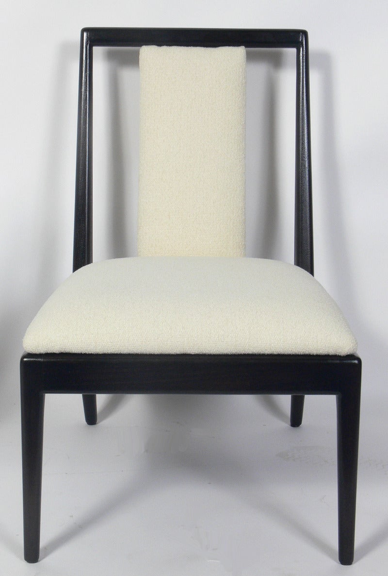 Mid-Century Modern Pair of Petite Modern Slipper Chairs For Sale