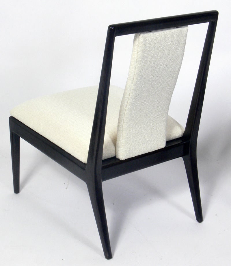 American Pair of Petite Modern Slipper Chairs For Sale