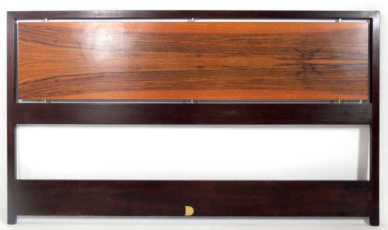 American Queen Size Rosewood Headboard Designed by Edward Wormley for Dunbar
