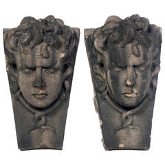 Pair of Medusa Heads Supporting an Agate Top from an NYC Building 3