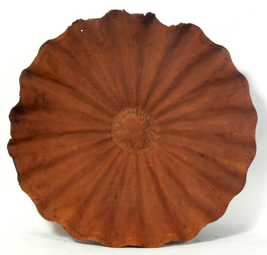 Antique Leather Hay Cap, made by the Symmes Hay Cap Company of Quebec, circa 1889. With it's undulating shape, large scale(48