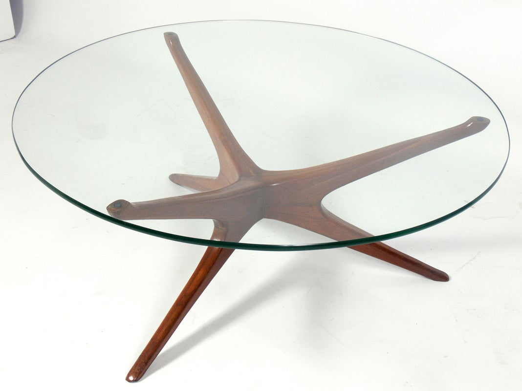 American Vladimir Kagan Trisymmetric Walnut Coffee Table