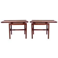 Pair of Cantilevered Walnut Side Tables by Jens Risom