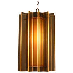 Smoked and Clear Lucite Pendant Light