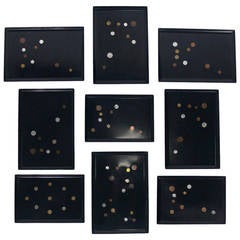 Group of Coin Inlaid Trays by Couroc, Great Wall Sculpture