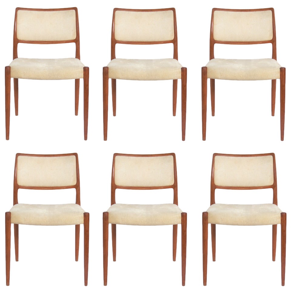 Set of Six Danish Modern Dining Chairs by Neils Otto Moller