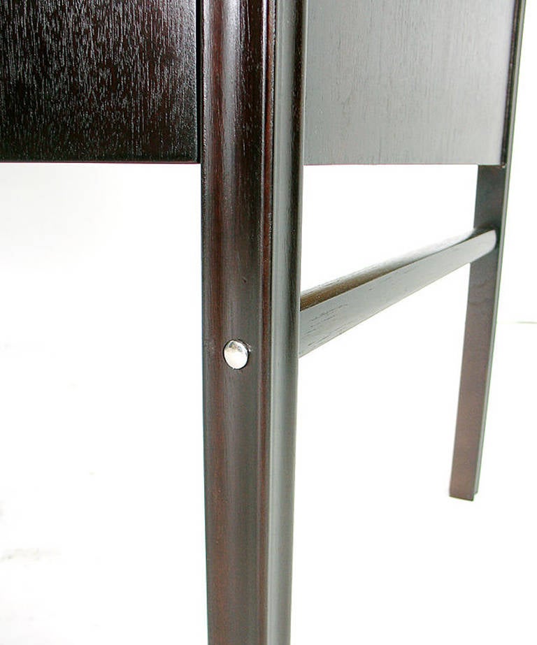 Deep Brown Lacquered Desk with Nickel Plated Hardware 3