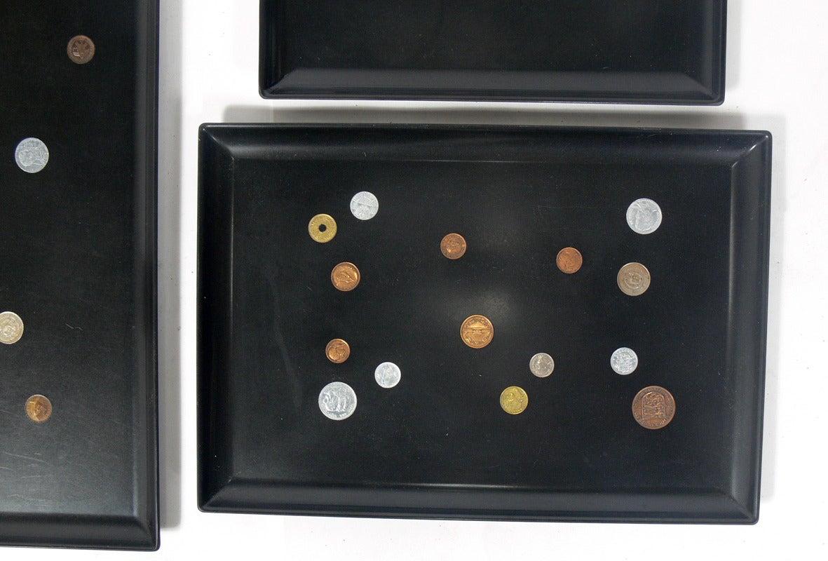 American Group of Coin Inlaid Trays by Couroc For Sale