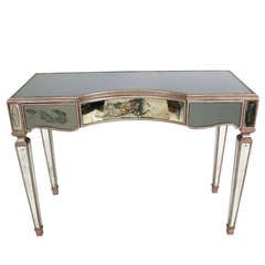 Antique Mirror and Silver Leaf Desk or Vanity