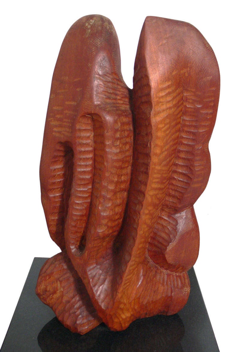 Group of Modernist Carved Wood Sculptures, probably American, circa 1970's. The taller sculptures measure approx. 38