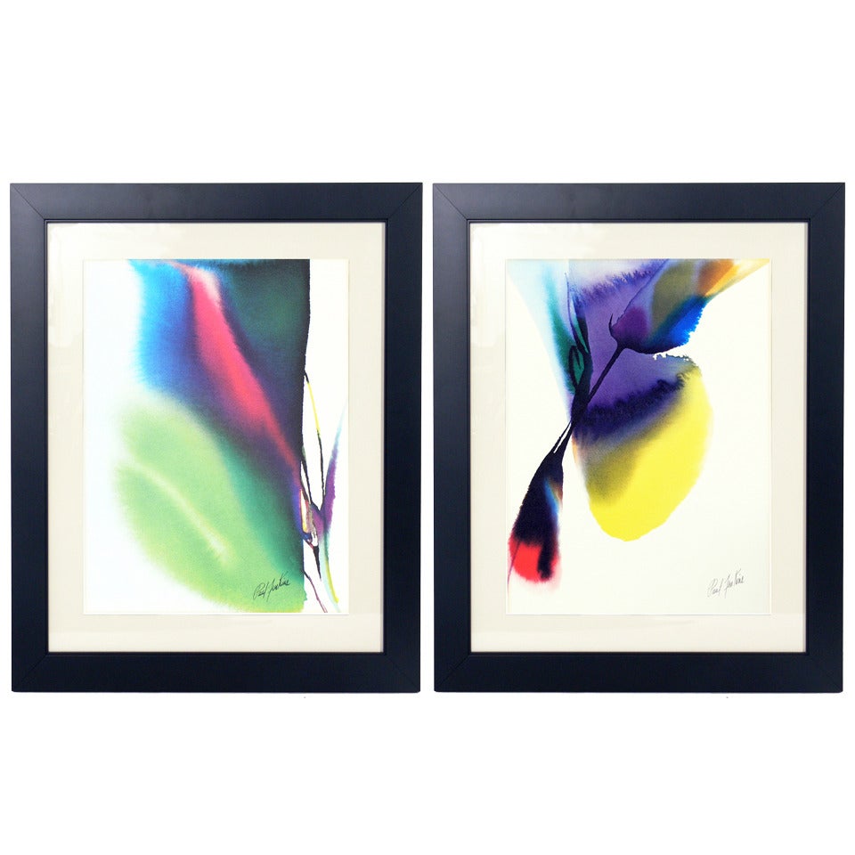 Pair of Abstract Color Lithographs by Paul Jenkins