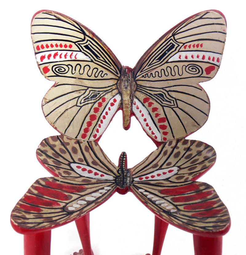 Painted Butterfly Chair Sculpture by Pedro Friedeberg