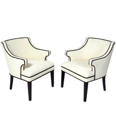 Pair of Elegant Modern Lounge Chairs in the Manner of Andre Arbus