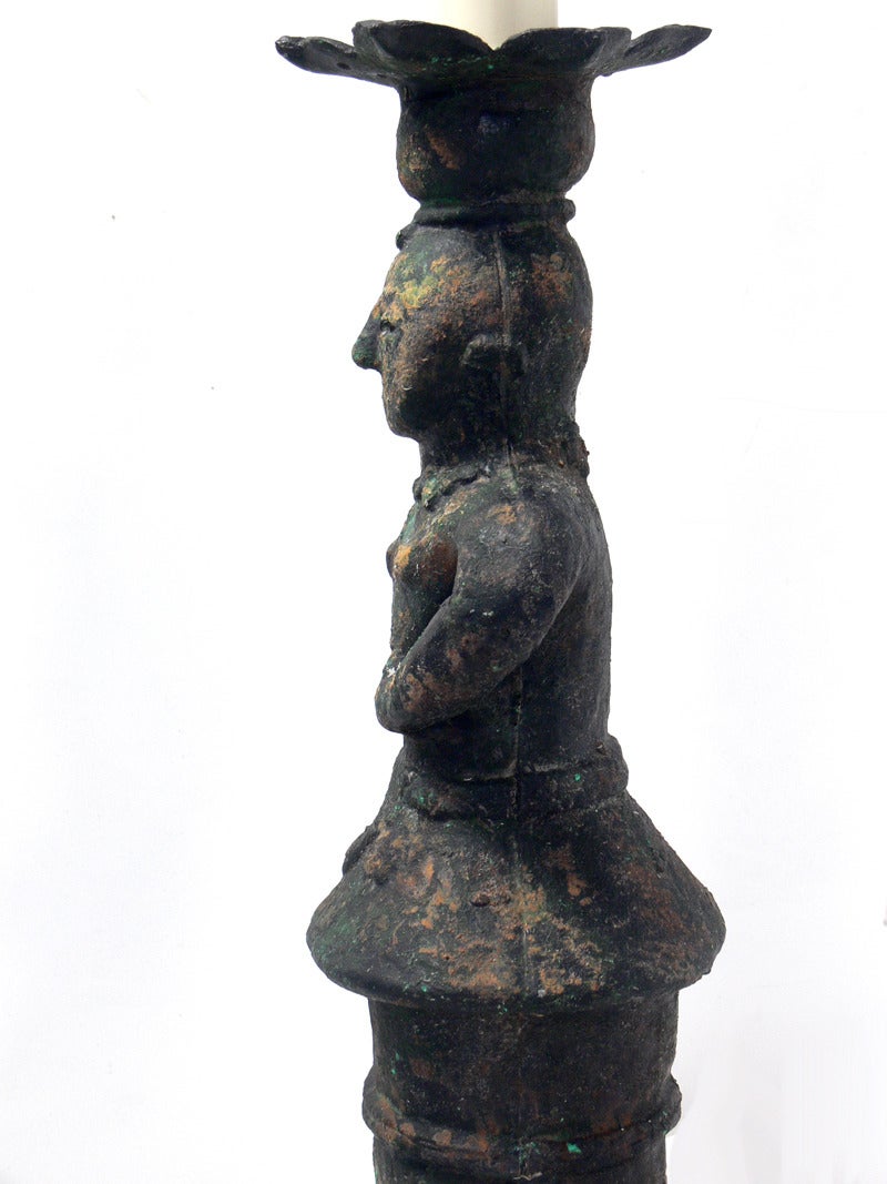 Pair of Pre-Columbian Style Figural Lamps In Good Condition For Sale In Atlanta, GA