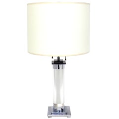 Rare lampe à colonne en lucite et chrome de T.H. Robsjohn Gibbings