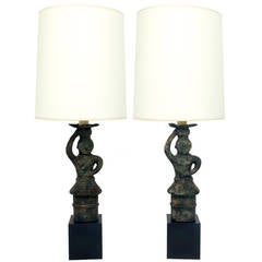 Pair of Pre-Columbian Style Figural Lamps 7