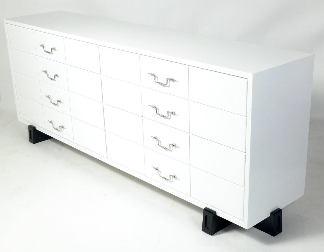 American Large Scale White Lacquer Chest by Tommi Parzinger