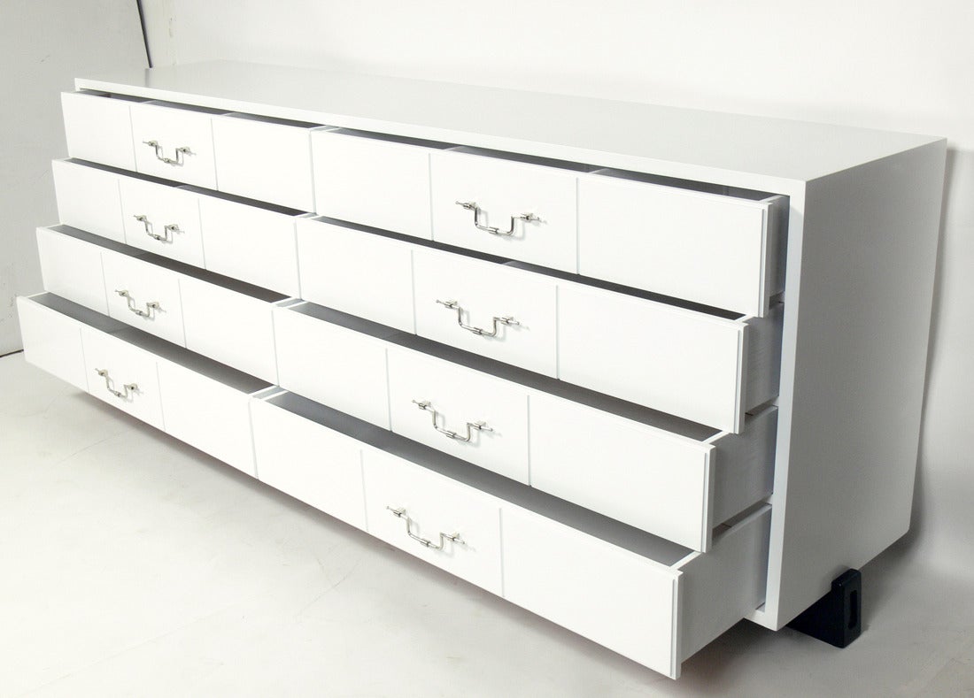 Lacquered Large Scale White Lacquer Chest by Tommi Parzinger