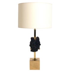 Brass and Mineral Lamp in the manner of Willy Daro