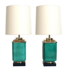 Retro Pair of Asian Urn Form Lamps designed for Stiffel
