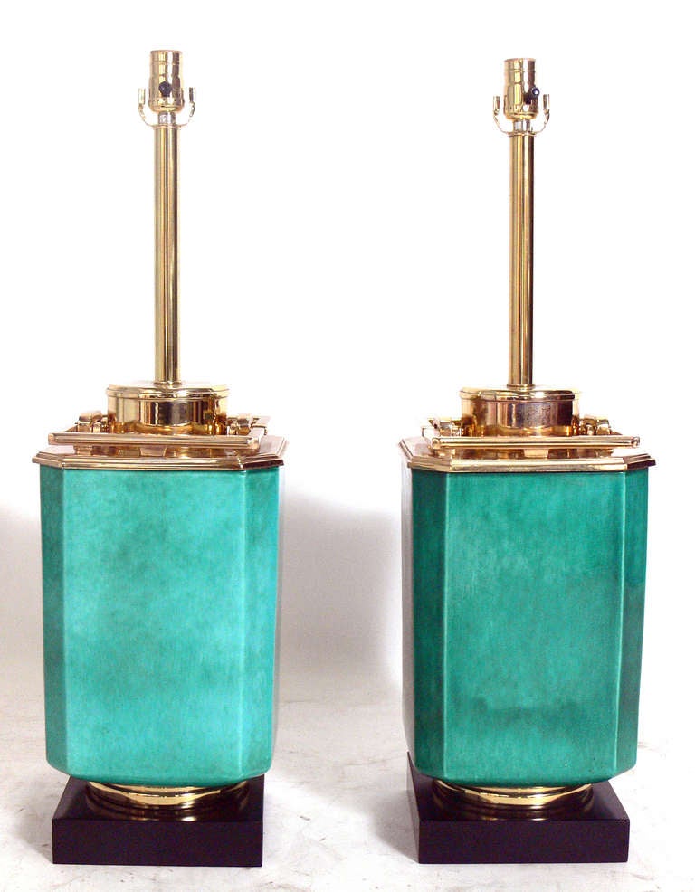 Pair of Asian Urn Form Lamps designed for Stiffel