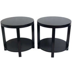 Pair of Clean Lined Round End Tables by T.H. Robsjohn Gibbings
