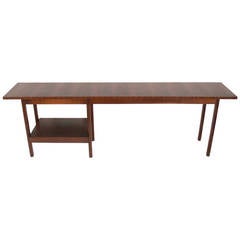 Large Scale Mid-Century Modern Walnut Console Table or Desk