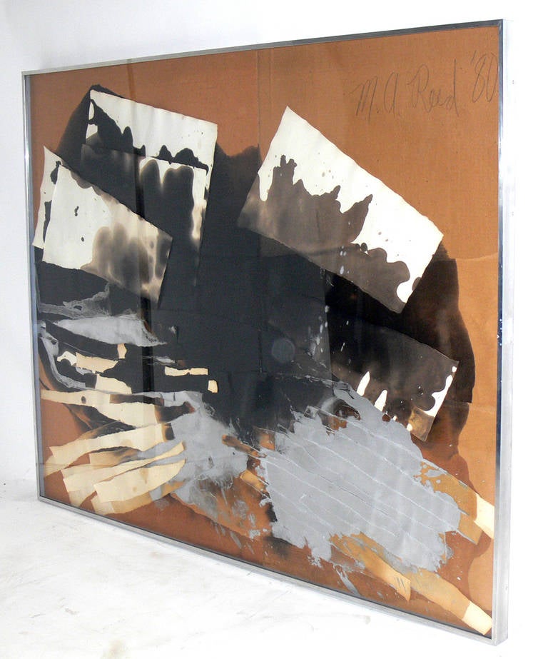 Large Scale Abstract Mixed Media Painting, by M.A. Reed, circa 1980. It is an impressive size, measuring 69.5