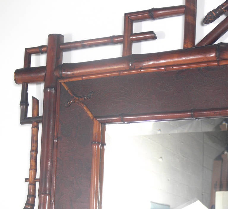 Monumental Scale Asian Form Bamboo Mirror In Good Condition For Sale In Atlanta, GA