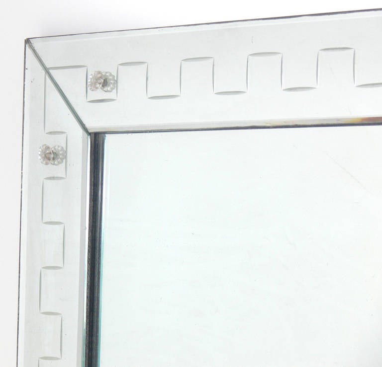 Hollywood Regency Large Scale 1940's Mirror with Greek Key Decoration