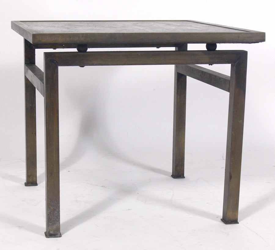 Mid-Century Modern Bronze Side Table by Philip and Kelvin LaVerne