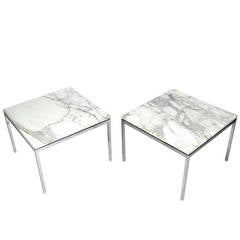 Pair of Knoll Marble and Chrome Tables