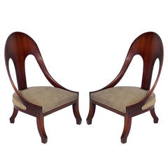 Elegant Pair of Spoon Back Slipper Chairs