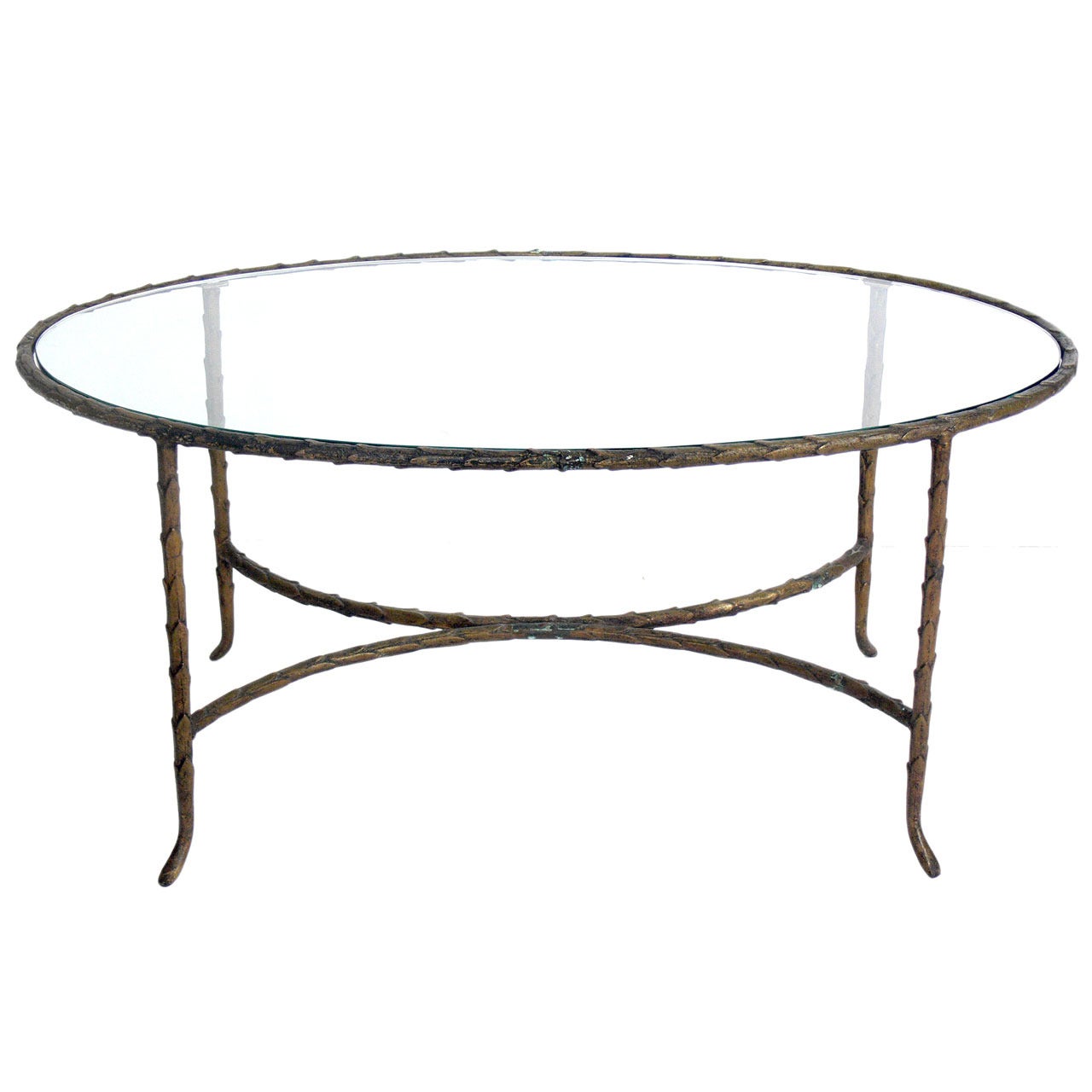 Oval Bronze Finish Coffee Table In The Manner Of Maison Ramsay at 1stDibs