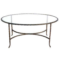 Oval Bronze Finish Coffee Table In The Manner Of Maison Ramsay
