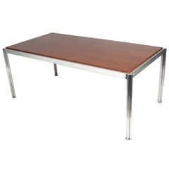 Modernist Aluminum and Walnut Table Designed by Jens Risom