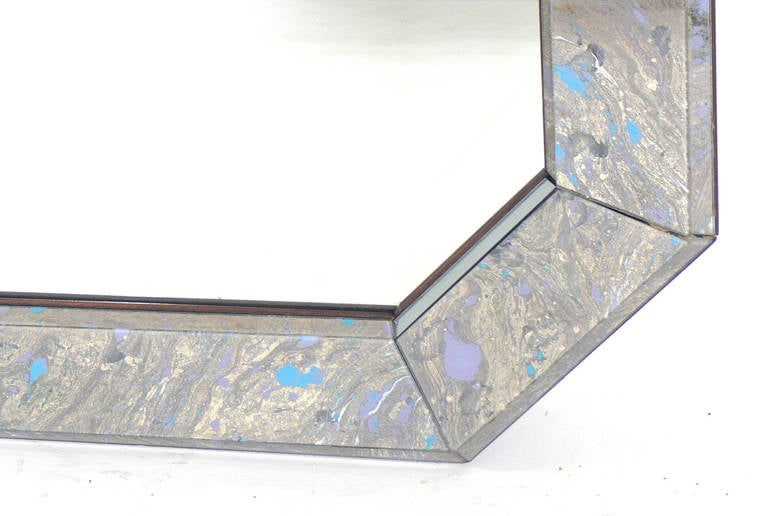 Mid-Century Modern Octagonal Marbleized Mirror For Sale